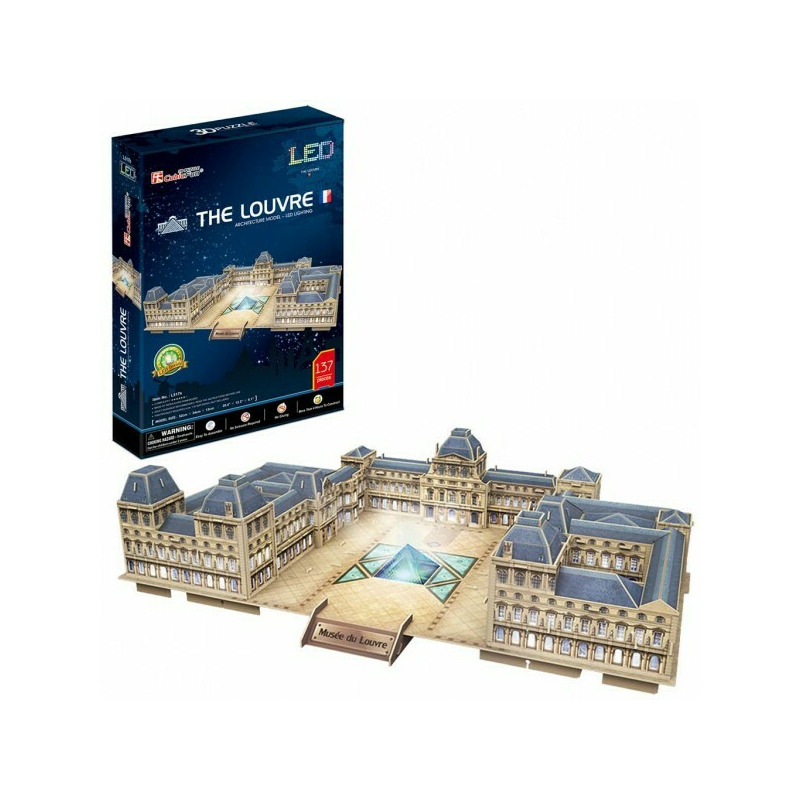 Puzzle 3D Cubic Fun LED Muzeul Louvre 137 piese