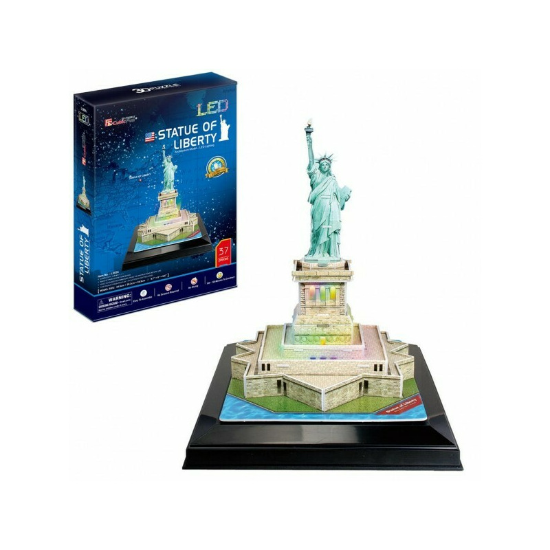 Puzzle 3D Cubic Fun LED Statuia Libertatii 37 piese