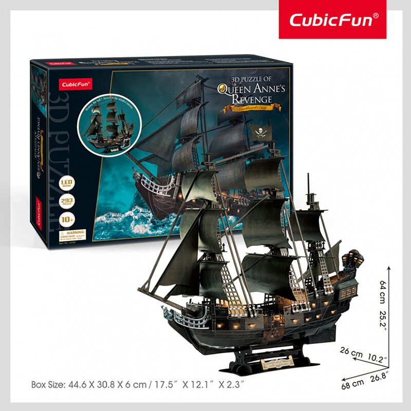 CUBICFUN - Puzzle 3D Nava Queen Anne cu Led Puzzle Copii, piese 293