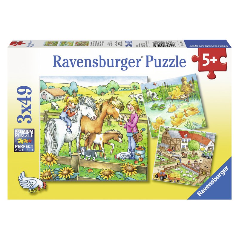 Ravensburger - Puzzle Animale de curte, 3x49 piese