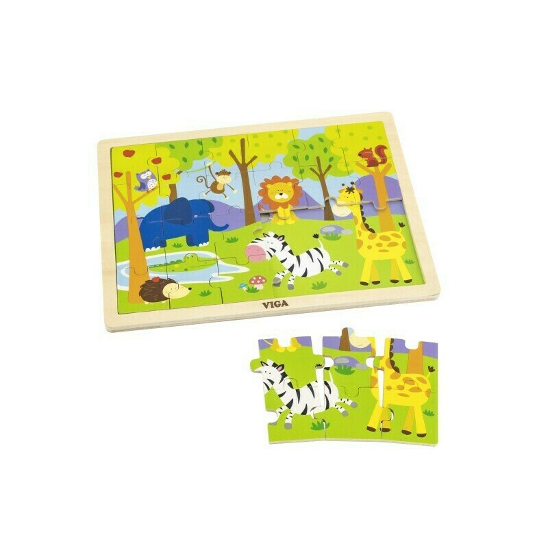 Viga - puzzle din lemn animale din safari , puzzle copii, piese 24