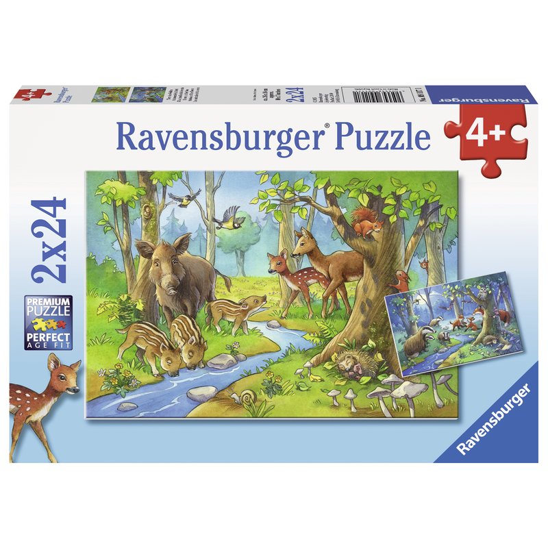 Ravensburger - puzzle animale padure, 2x24 piese