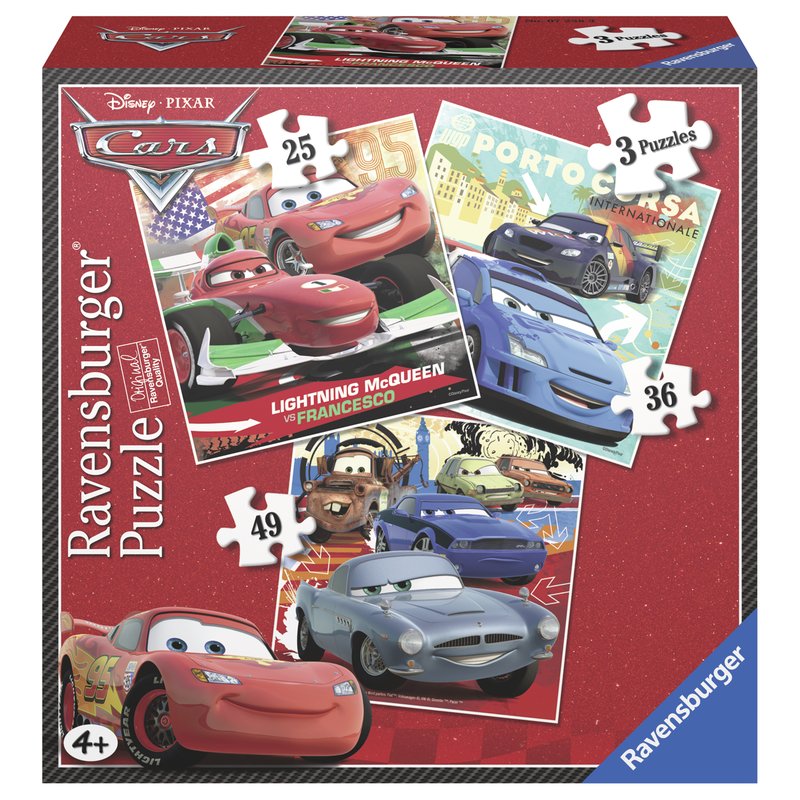 Ravensburger - Puzzle Cars, 3 buc in cutie, 25/36/49 piese