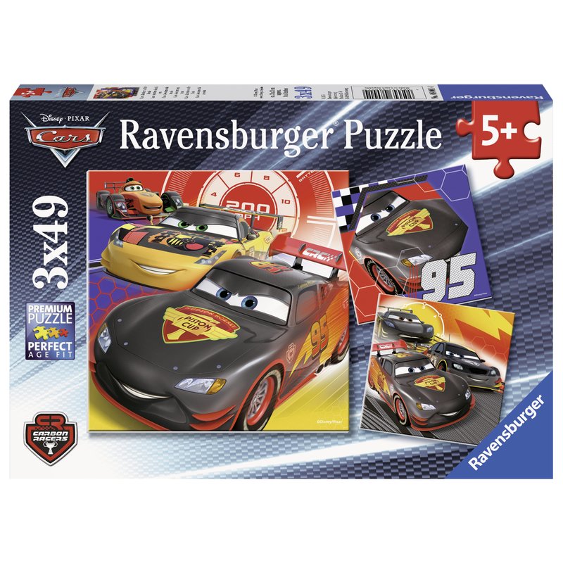 Ravensburger - Puzzle Cars-Aventura pe sosea, 3x49 piese