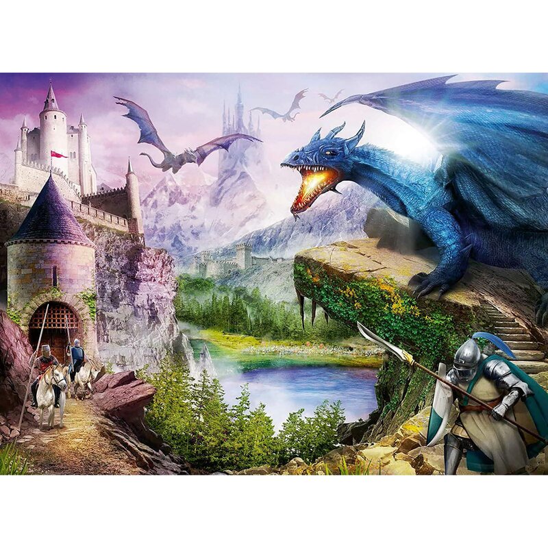 Ravensburger - puzzle personaje castel si dragoni puzzle copii, piese 200