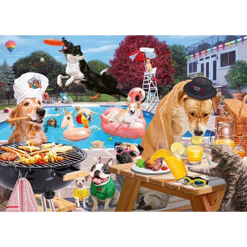 Ravensburger - puzzle animale catei la piscina puzzle adulti, piese 1000