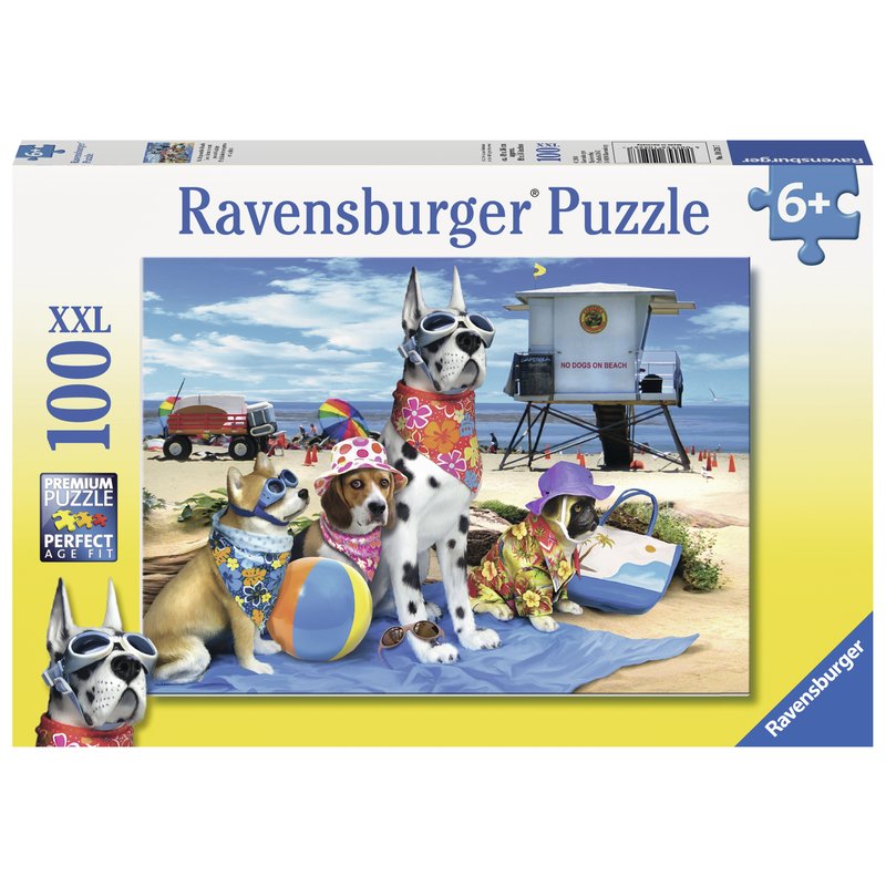 Ravensburger - Puzzle Catelusi pe plaja, 100 piese