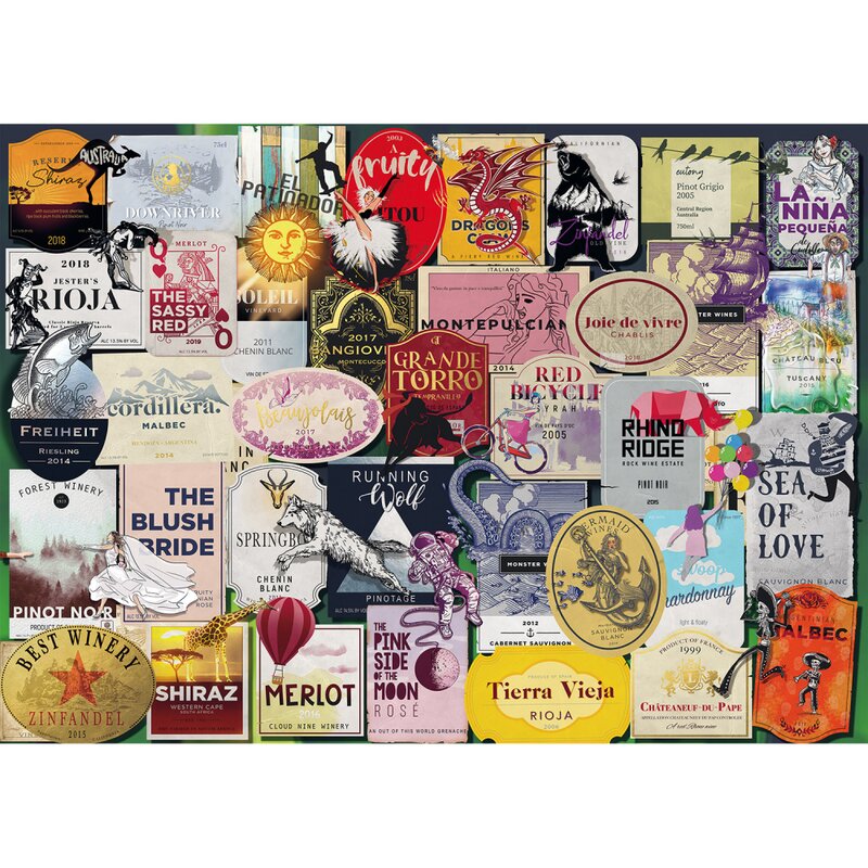 Ravensburger - puzzle gastronomie colectia etichete de vin puzzle adulti, piese 1000