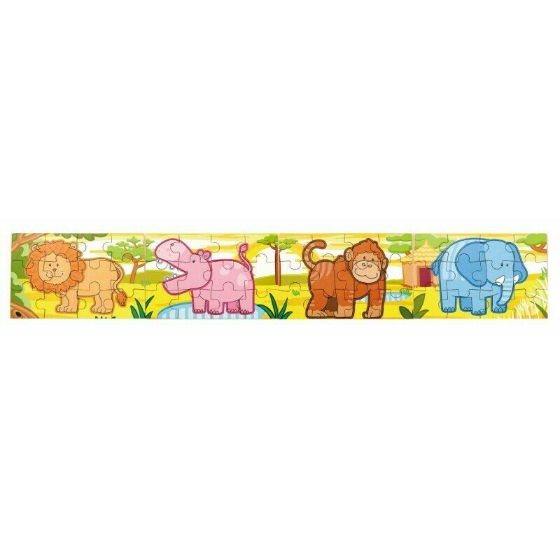 Viga - puzzle din lemn jungla , puzzle copii , 4 in 1, conectabile, piese 48