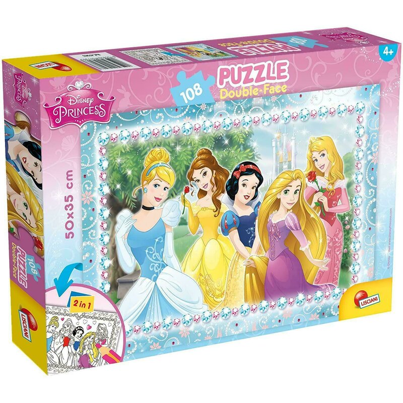 Puzzle personaje in lumea printeselor , puzzle copii , de colorat, piese 108