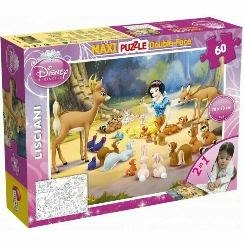 Lisciani - puzzle personaje alba-ca-zapada maxi, cu desen de colorat puzzle copii, piese 60