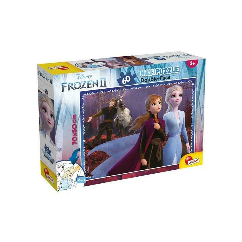 Lisciani - puzzle personaje frozen ii maxi, cu desen de colorat puzzle copii, piese 60