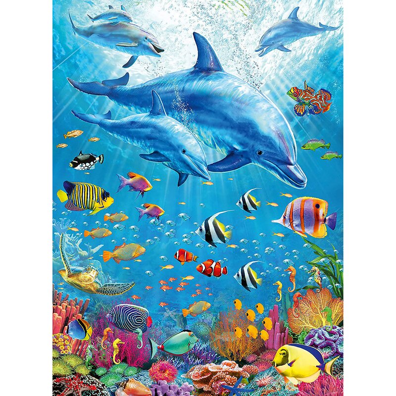 Ravensburger - puzzle animale delfini si pesti puzzle copii, piese 100