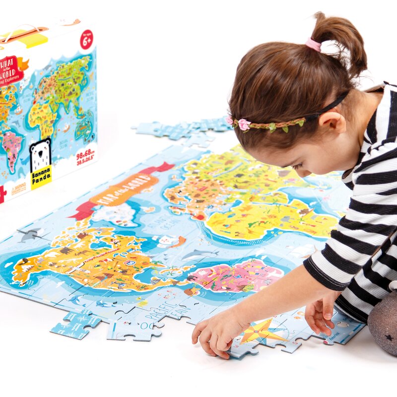 Banana panda - puzzle educativ descopera lumea - tinerii exploratori 98x68 cm puzzle copii, piese 168