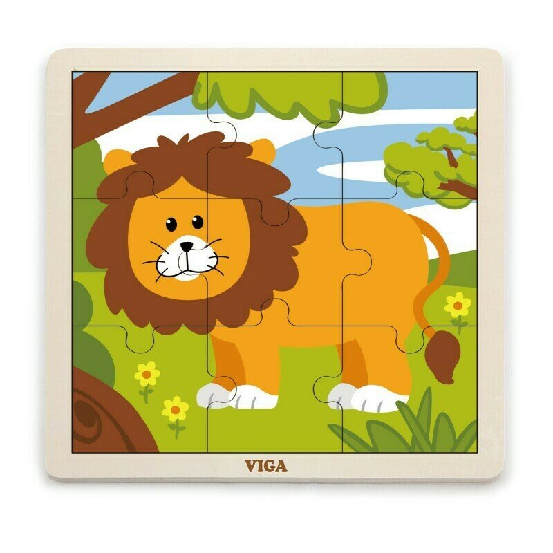 Viga - puzzle din lemn leu , puzzle copii , cu piese mari, piese 9