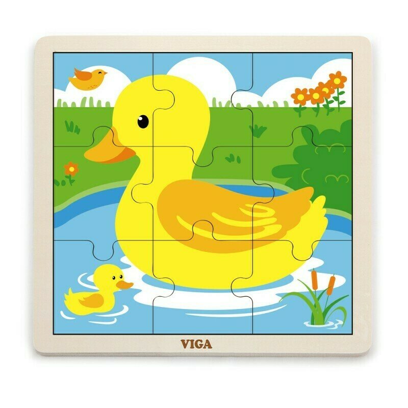 Viga - puzzle din lemn ratusca , puzzle copii , cu piese mari, piese 9