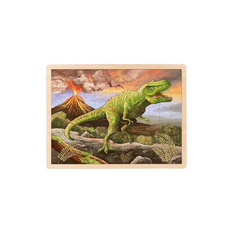Goki - puzzle din lemn cu rama - infricosatorul t-rex 96 piese