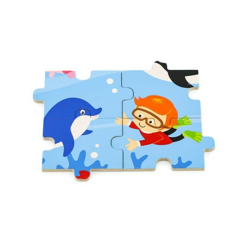 Viga - puzzle din lemn animale din ocean , puzzle copii, piese 16