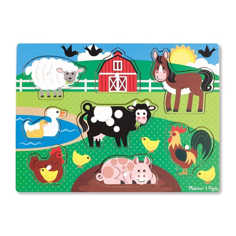 Melissa & doug - puzzle din lemn ferma animalelor