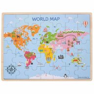 Puzzle din lemn - Harta lumii (35 piese)