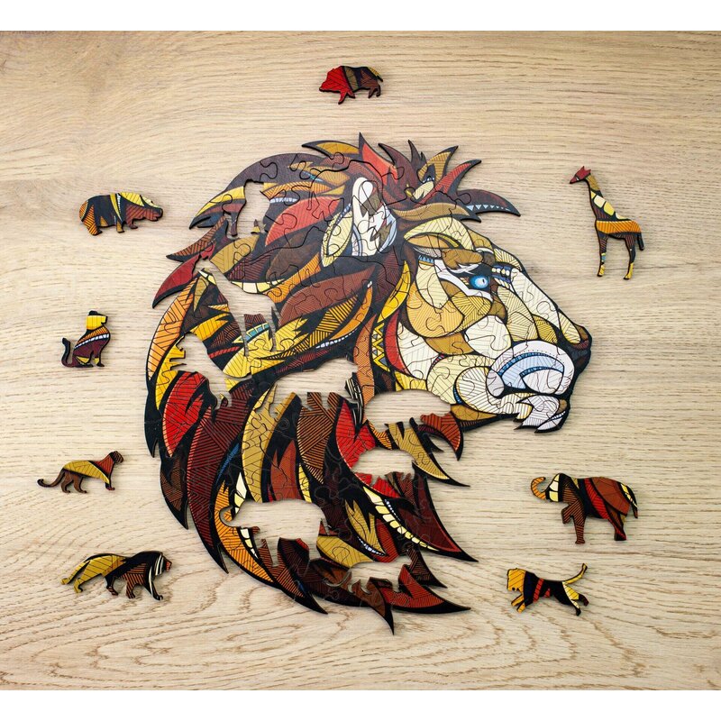 Puzzle din lemn, Lion, 100 piese @ EWA