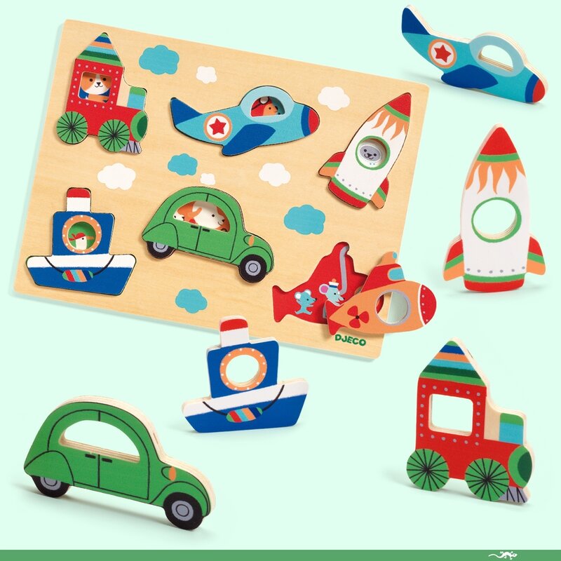 Djeco - puzzle , vehicule cu surprize