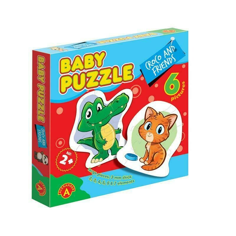 Alexander toys - puzzle educativ croco si prietenii , puzzle copii , 6 imagini, mega box, piese 27