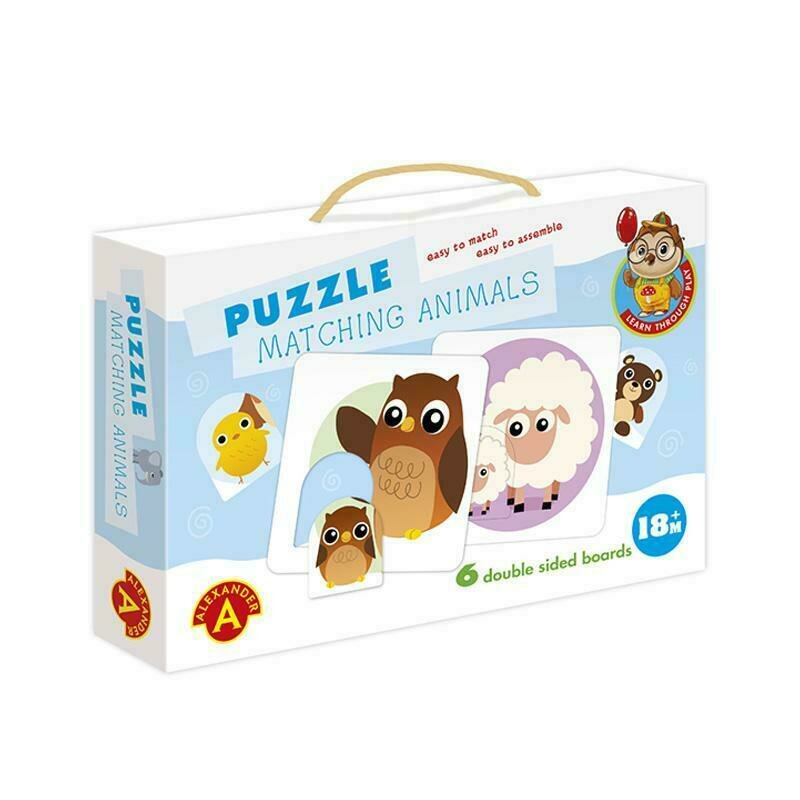 Alexander toys - puzzle educativ perechi de animale , puzzle copii , 6 imagini, piese 12