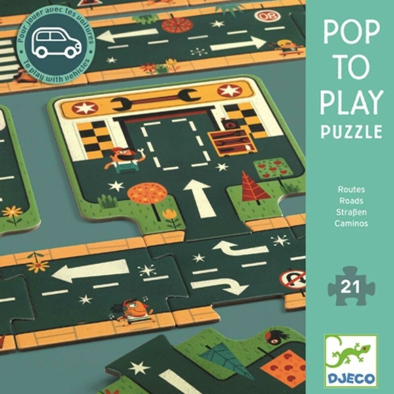 Djeco – Puzzle de podea Drumuri , Puzzle Copii , Gigant, piese 21 Jucarii & Cadouri