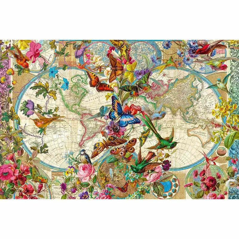 Puzzle Harta Lumii Cu Fauna Si Flora, 3000 Piese Jucarii & Cadouri