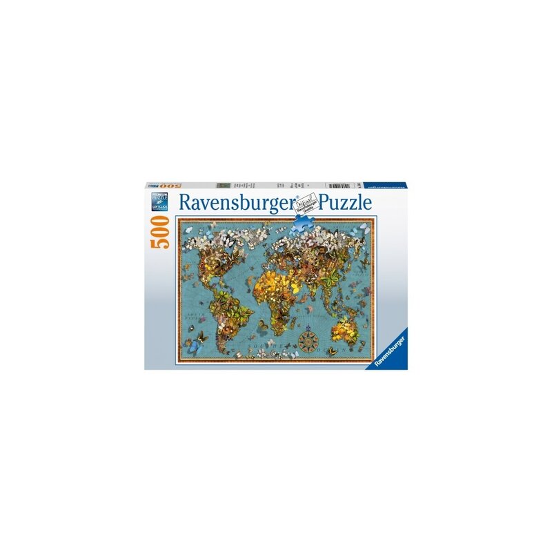 Ravensburger - puzzle harta lumii fluturi, 500 piese