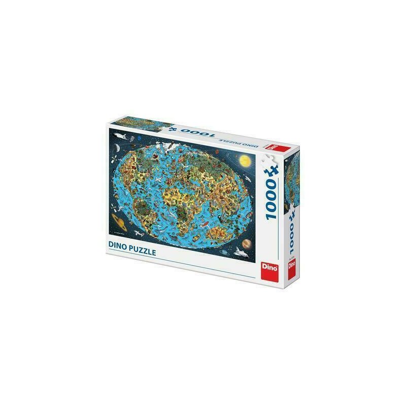 Dino - puzzle educativ harta lumii pentru copii puzzle copii, piese 1000