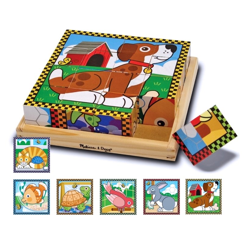 Melissa & doug - puzzle lemn din cuburi animalele de casa melissa and doug