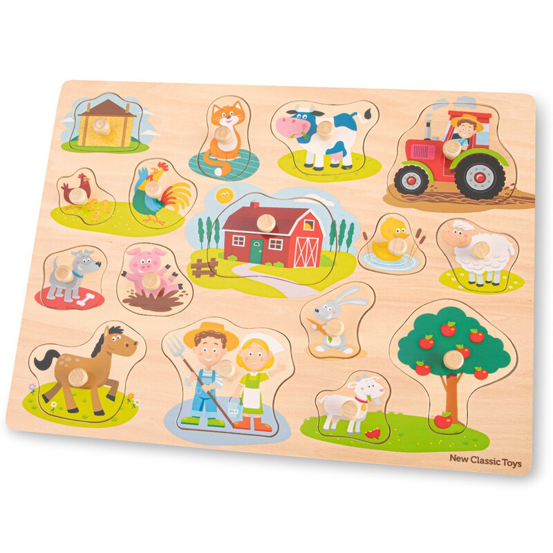 New classic toys - puzzle din lemn ferma puzzle copii, piese17