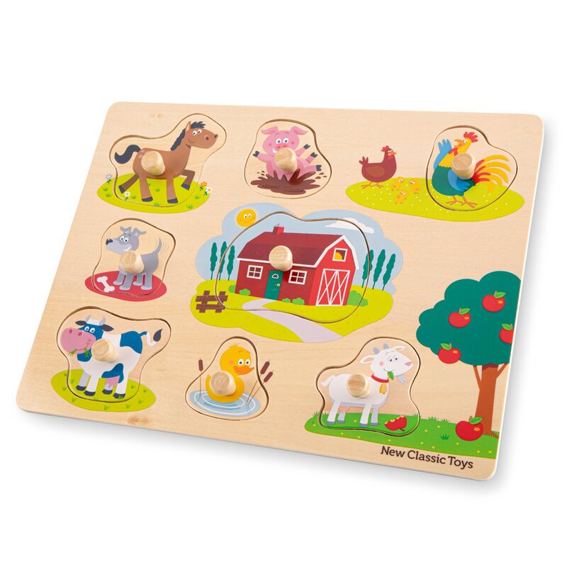 New classic toys - puzzle din lemn ferma puzzle copii, piese9