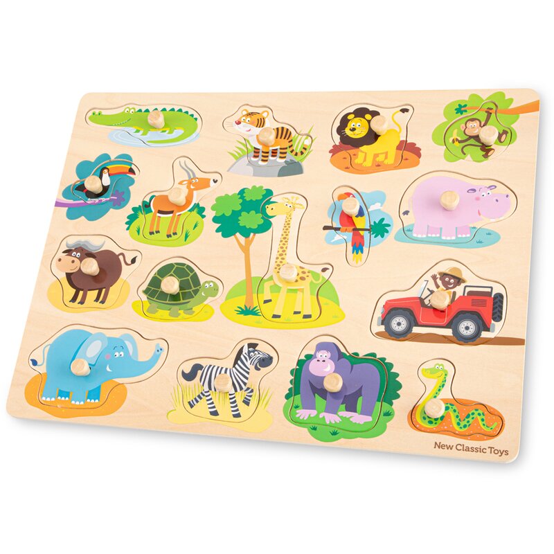 New classic toys - puzzle din lemn safari puzzle copii, piese17