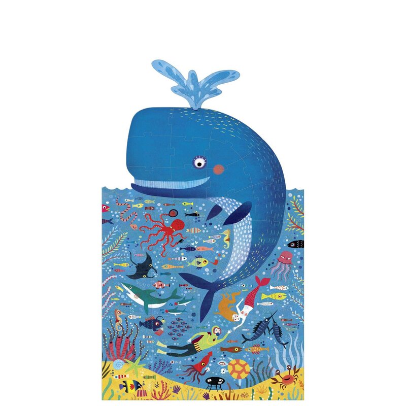 Londji - Puzzle animale Balena albastra in ocean , Puzzle Copii, piese 36