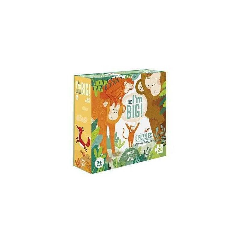 Londji - Puzzle animale Mama si puiul , Puzzle Copii , 5 in 1, piese 20