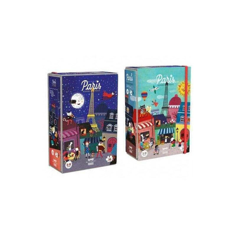 Londji - Puzzle orase Noapte si zi la Paris , Puzzle Copii, piese 36