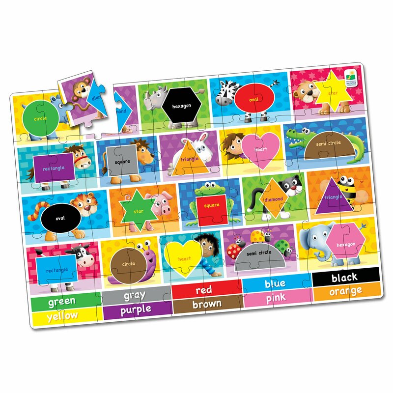 The learning journey - puzzle de podea culori si forme mare, in limba engleza puzzle copii, piese 50
