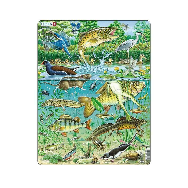 Larsen - puzzle maxi animale din iaz orientare tip portret 50 de piese