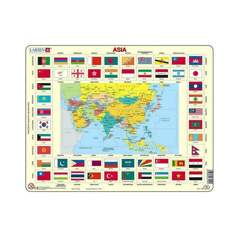 Larsen - puzzle maxi asia cu steaguri (limba engleza) orientare tip vedere 70 de piese