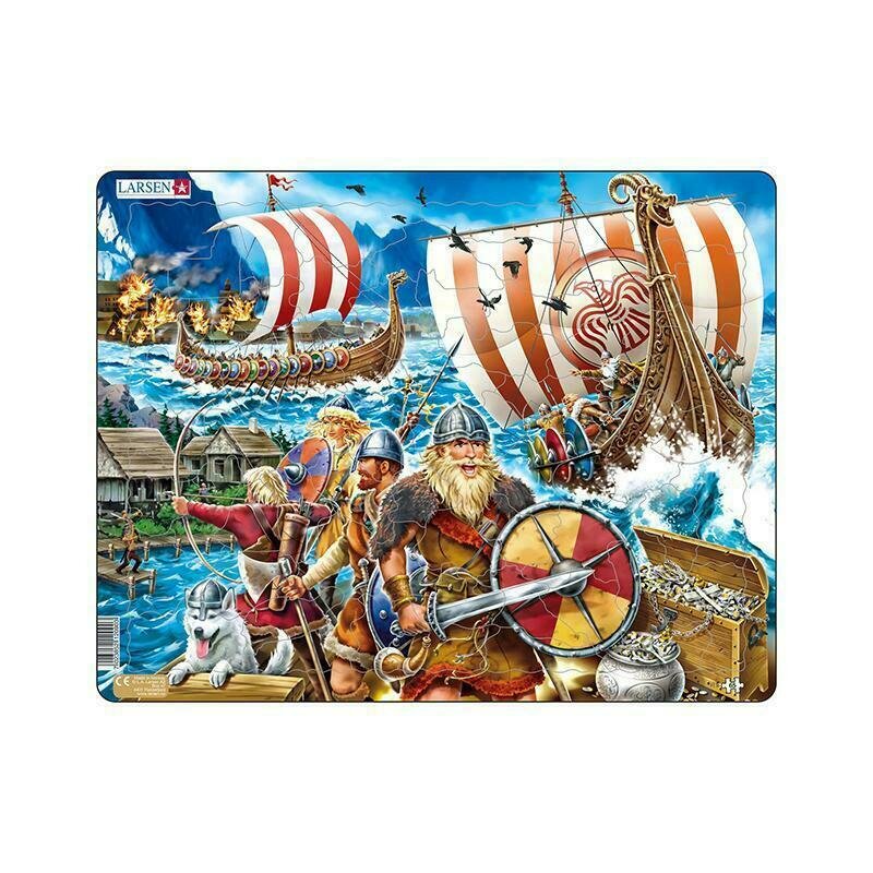 Larsen - puzzle maxi atacul vikingilor orientare tip vedere 65 de piese