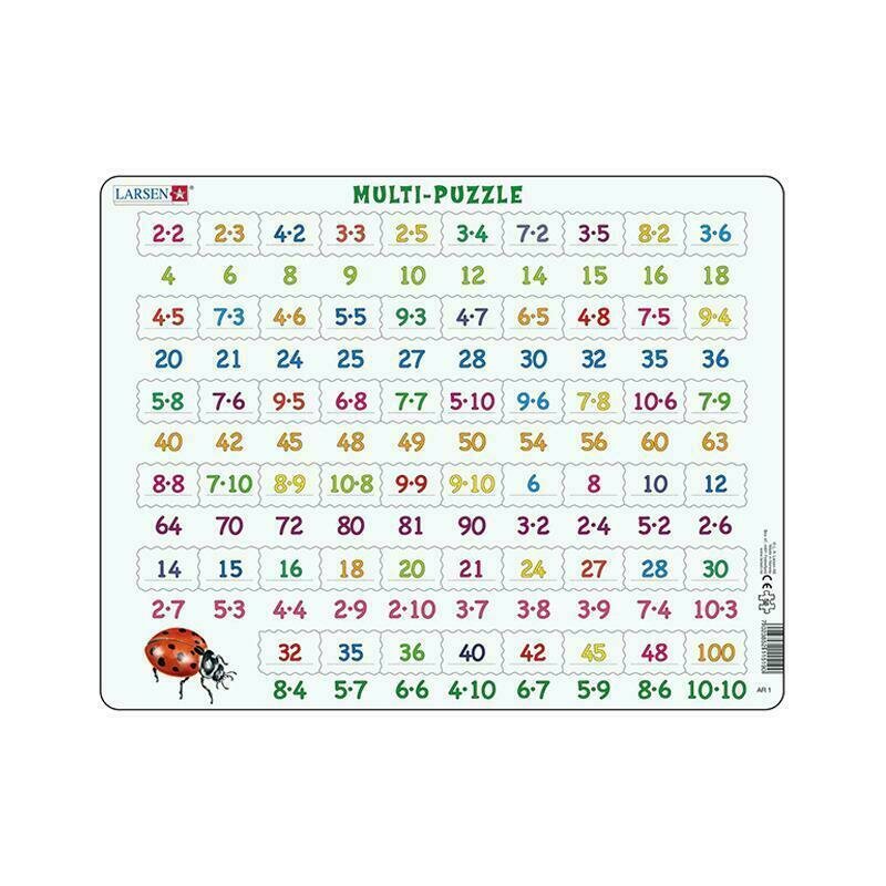 Larsen - puzzle maxi numere intre 1 si 100 si inmultiri, orientare tip vedere, 58 de piese,