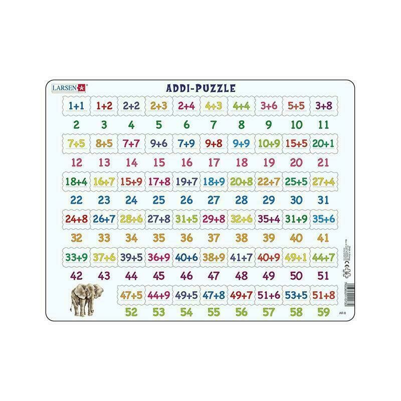 Larsen - puzzle maxi numere intre 1 si 59 si adunari, orientare tip vedere, 58 de piese,