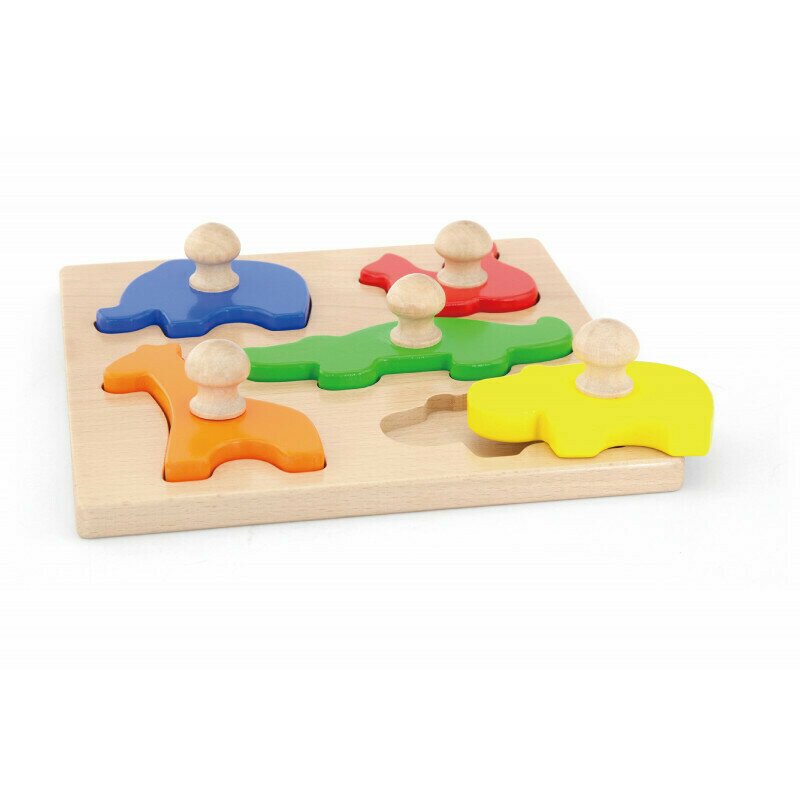 Viga - Puzzle Montessori cu maner, Animale,