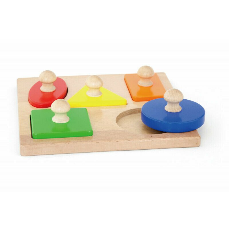 Viga - Puzzle Montessori cu maner, Forme geometrice,