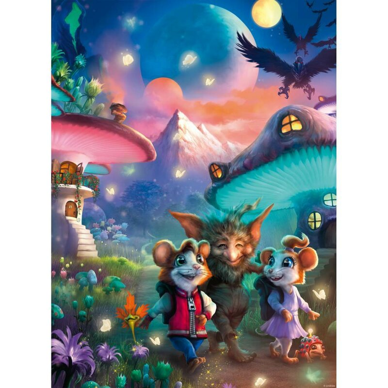 Puzzle personaje, Ravensburger, Orasul ciuperca, 100 piese, 6 ani+, Multicolor