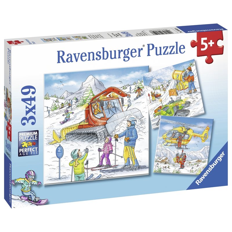 Ravensburger - Puzzle Partie de schi, 3x49 piese
