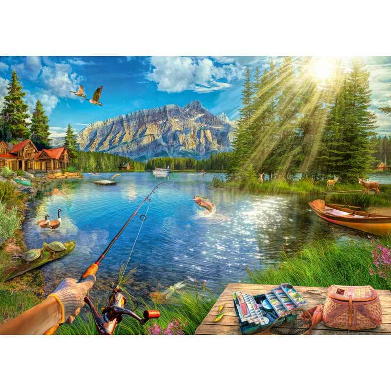 Puzzle peisaje, Ravensburger, Viata la lac, 1000 piese, 12 ani+, Multicolor